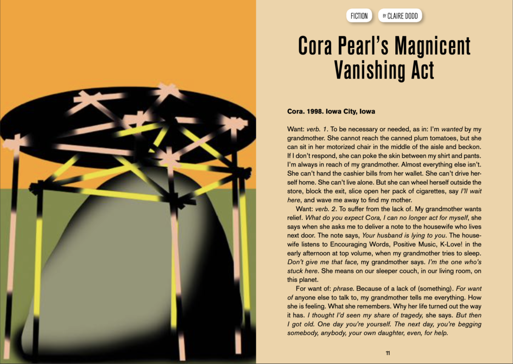 Image of short fiction in journal: Cora Pearls Magnificent Vanishing Act by Claire Dodd